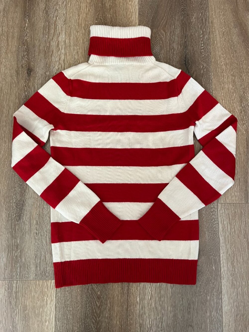 NWOT MARC JACOBS 100% Wool Striped Turtleneck Sweater Red Ivory Size S
